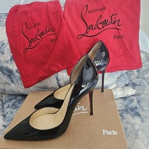 Christian Louboutin Iriza, 100 mm, black patent shoes